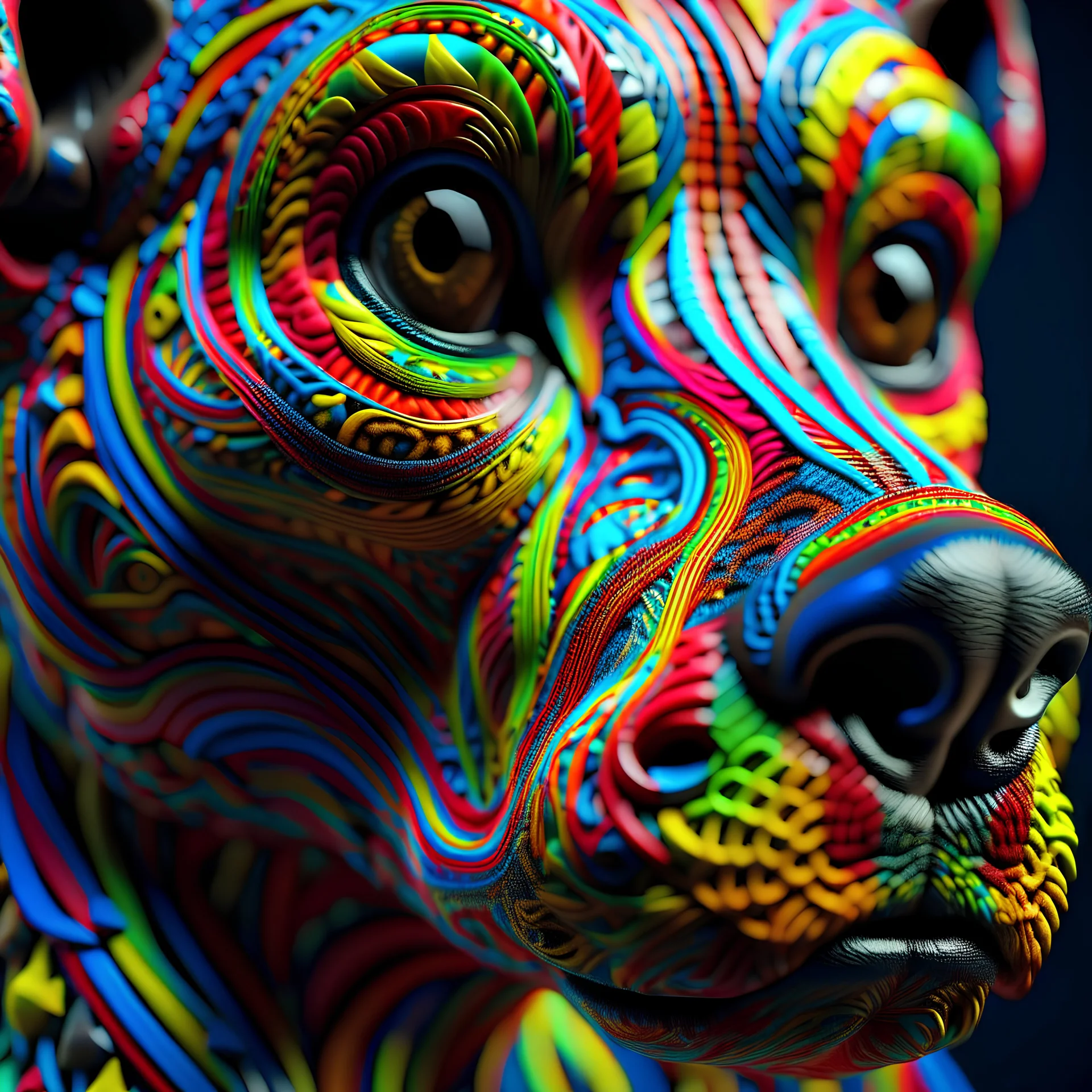 colourful ornate decorative man as a dog face,closeup, twisting, abstract psychedelic, 8 k, artstation.