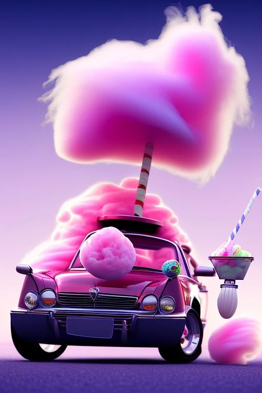 Worm selling candyfloss out of the back of a car on the seafront