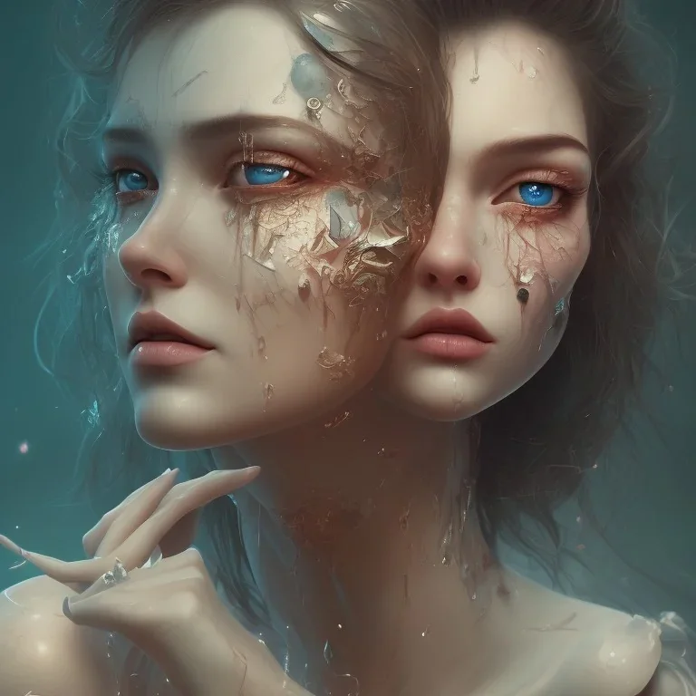 Heartbroken, tears, realistic, acrylic art, 8k resolution, cinematic 4d