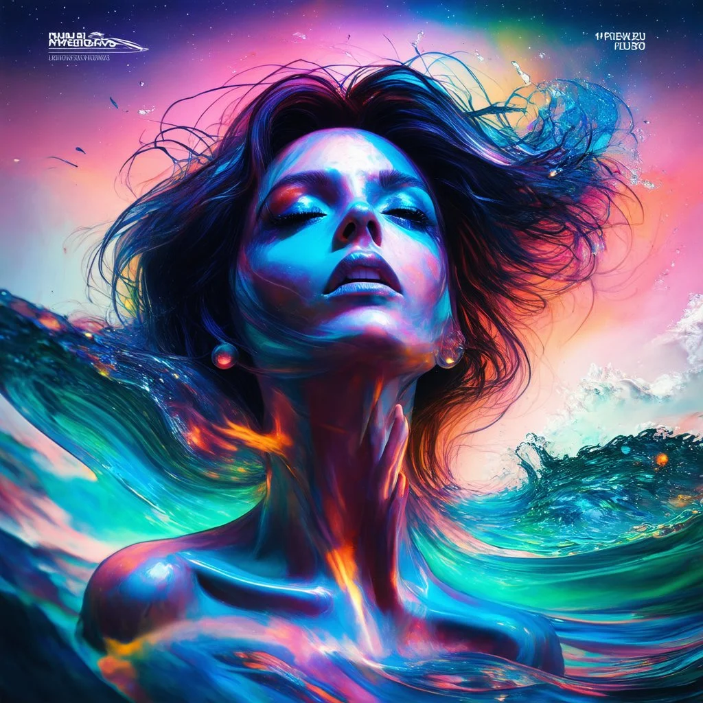 piece of album art with a women fusion with light, abstract style album cover, high level of noise and subtle texture, psychedelic cover, emotional soul, shapes and waves.