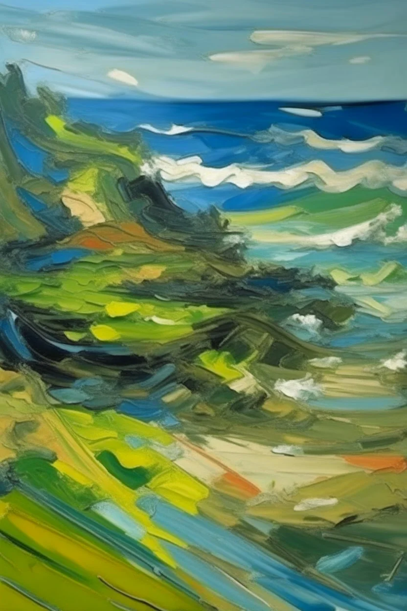 Frank Auerbach painting of a seascape