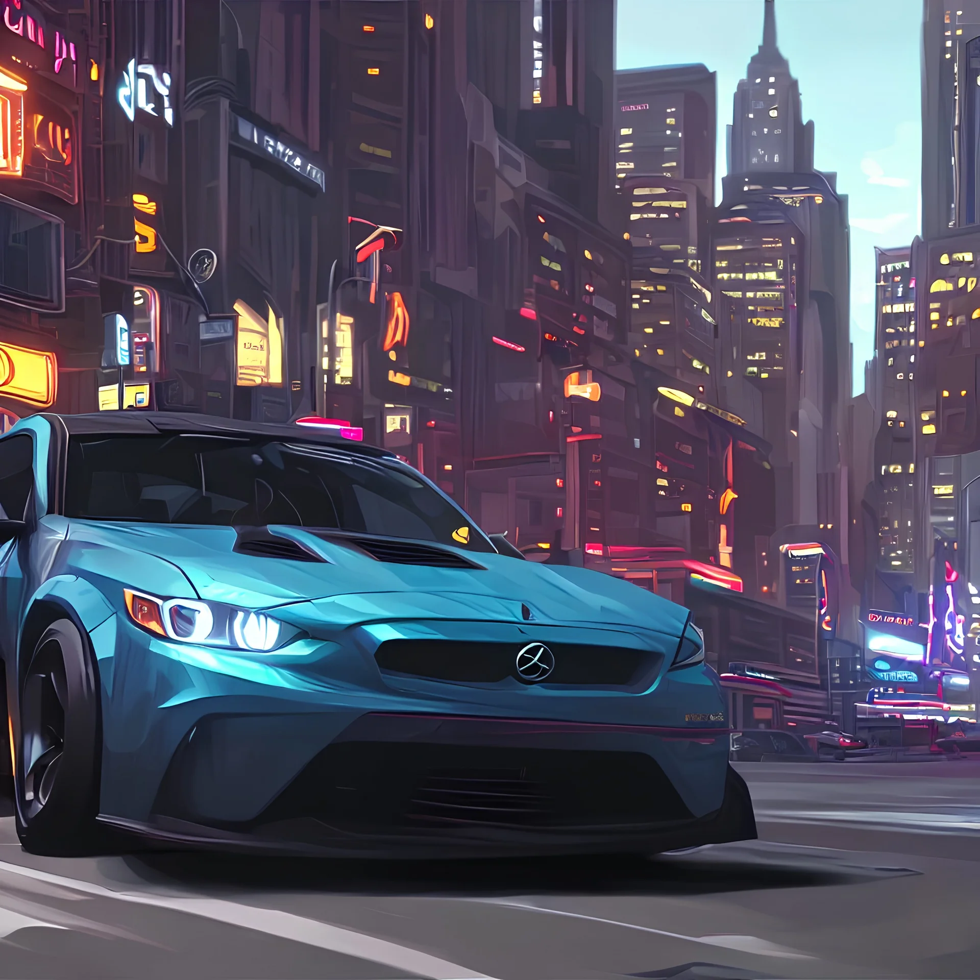 JDM car driving ultra fast speed through new york city