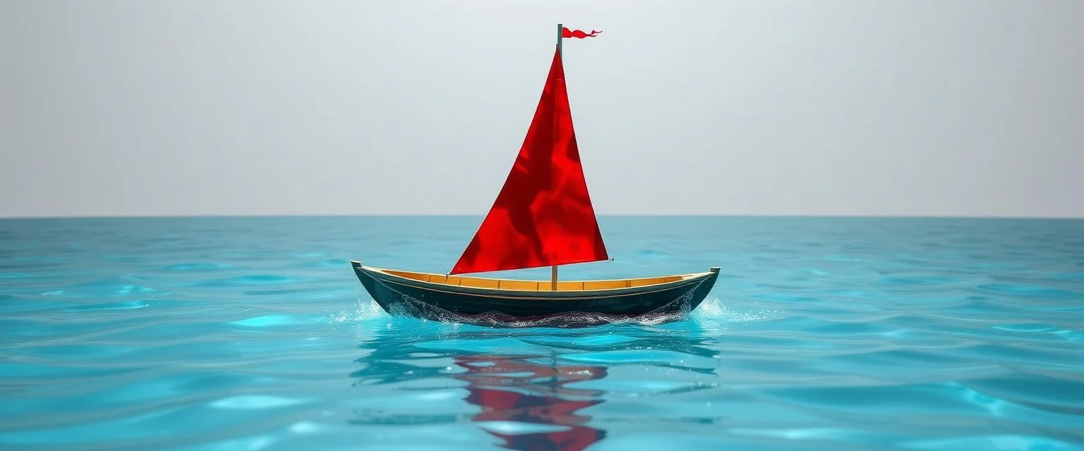sail boat with gelatine membrane as sail
