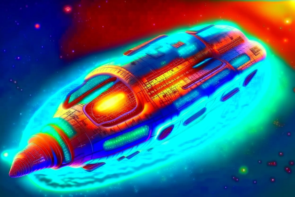 unique design of a small spaceship cruising through the gAlaxy