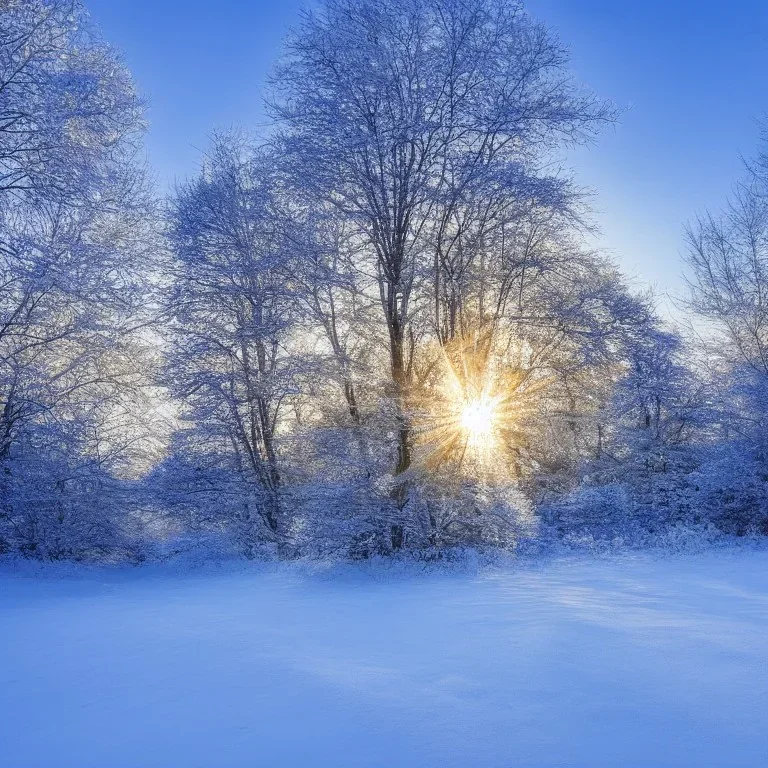 winter landscape, crystal, sun, stars