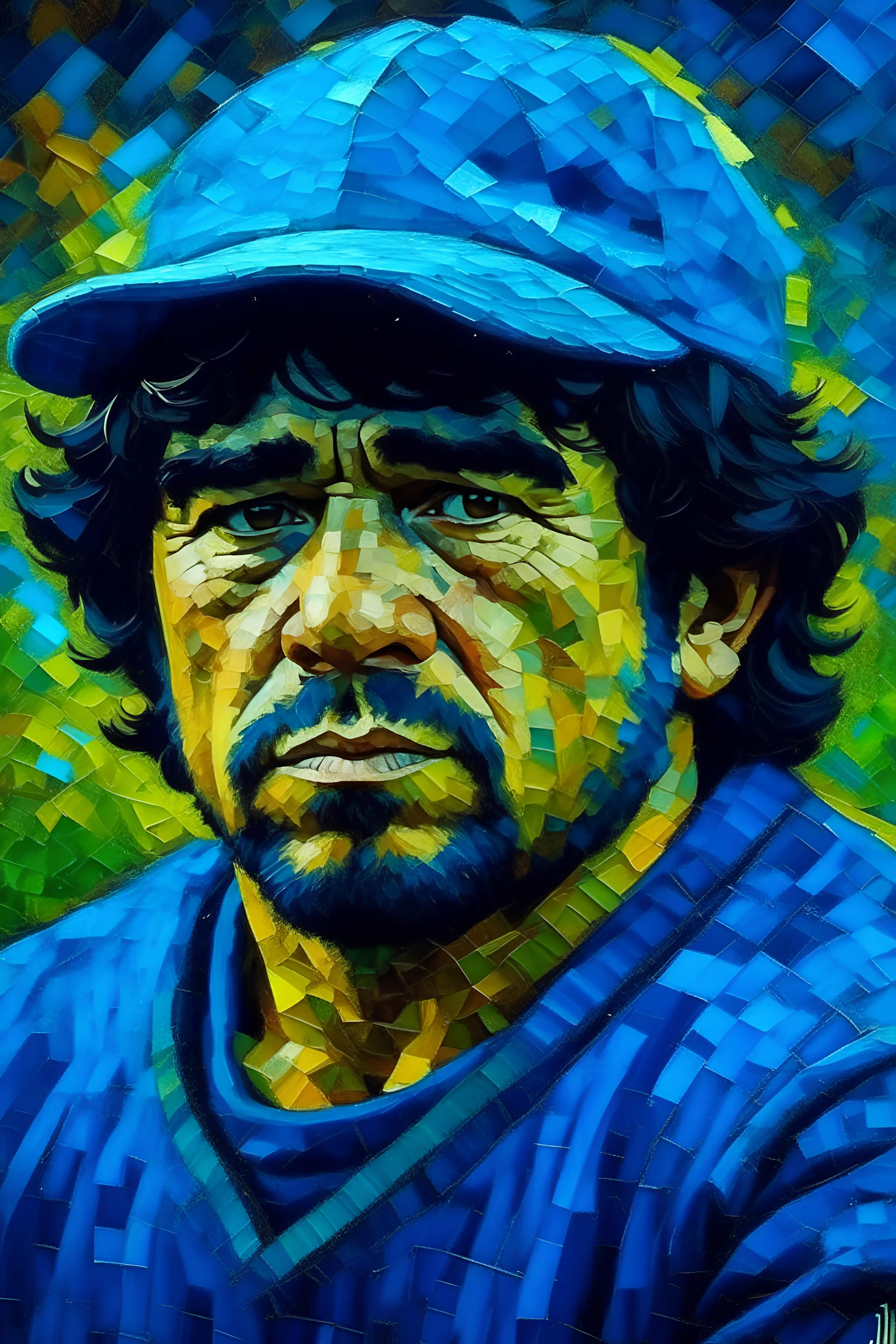 Crea un retrato del futbolista Diego Maradona al estilo Van Gogh