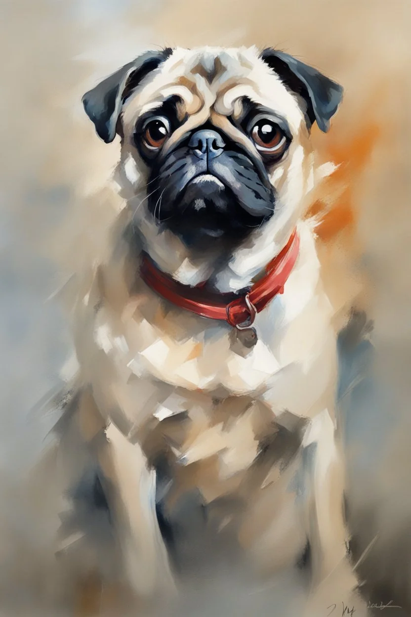 Portrait of a pug in the style of willem haenraets