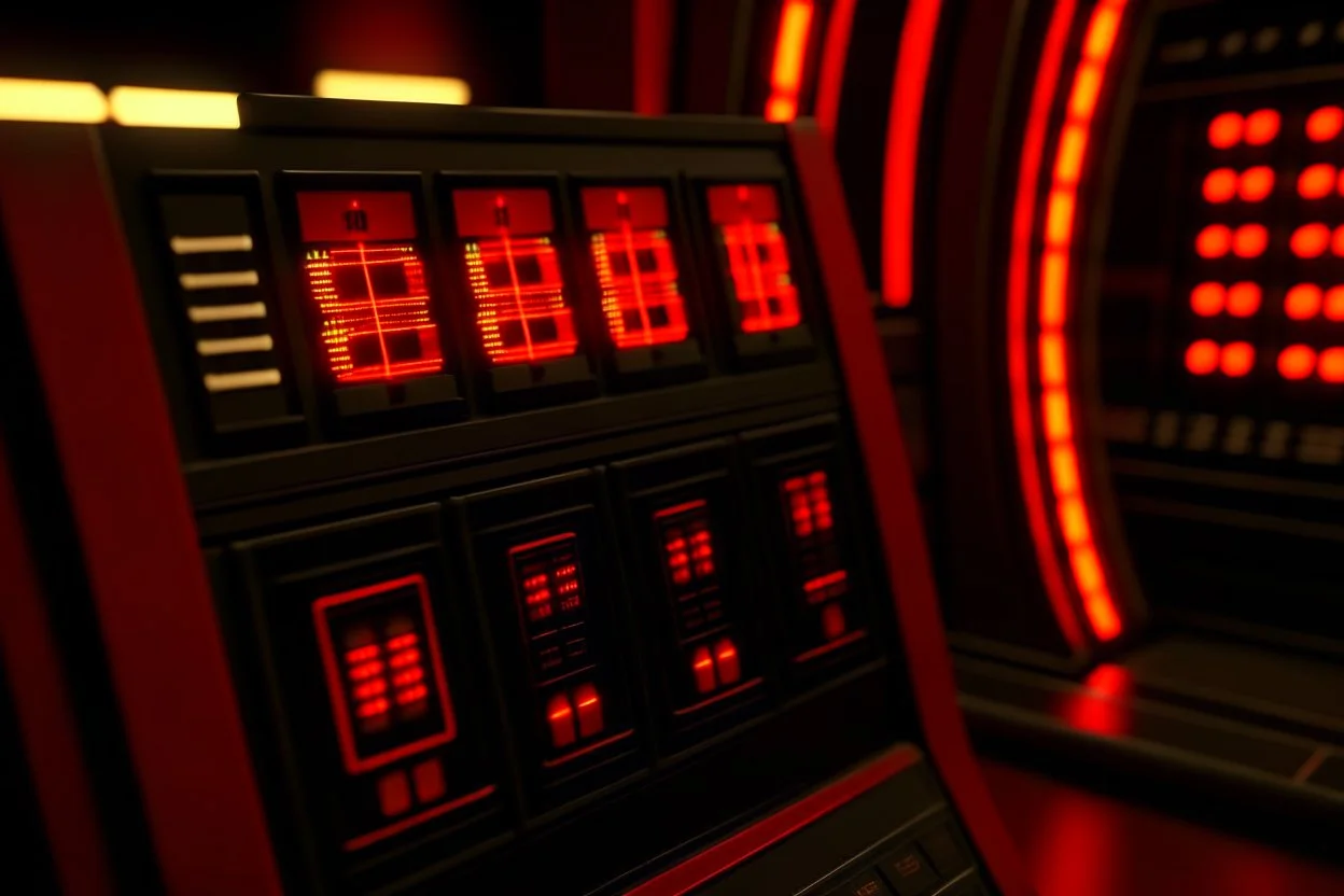 Creating the TARDIS console's critical alert UI: a futuristic display against a dark interface. "WARNING" flashes in bold red, followed by "Temporal Instability Detected" and a red exclamation icon. A small warning symbol and a "[Details]" button offer further insights. Text dynamically scrolls or blinks for emphasis, using vivid red for urgency. This UI ensures vital alerts are prominent, crucial for navigating time and space safely.