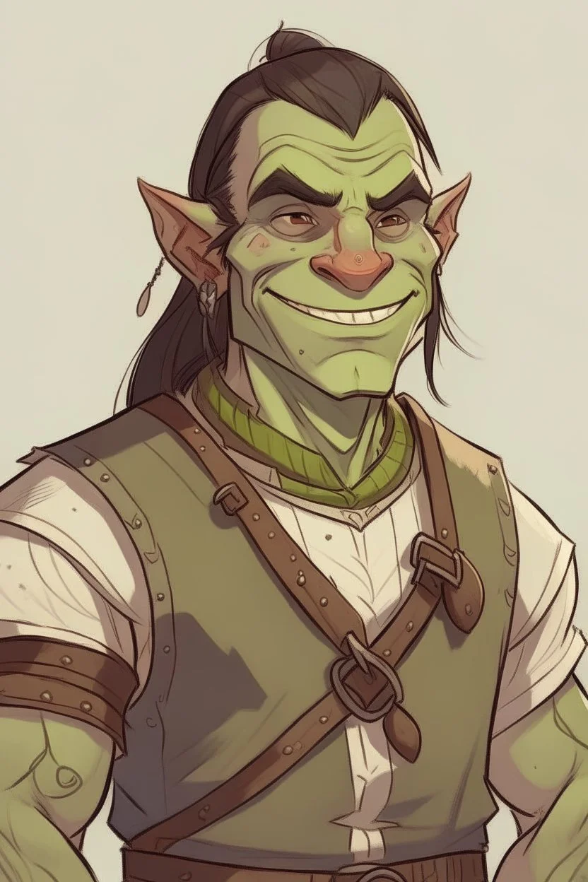 half orc male teenager happy big brother