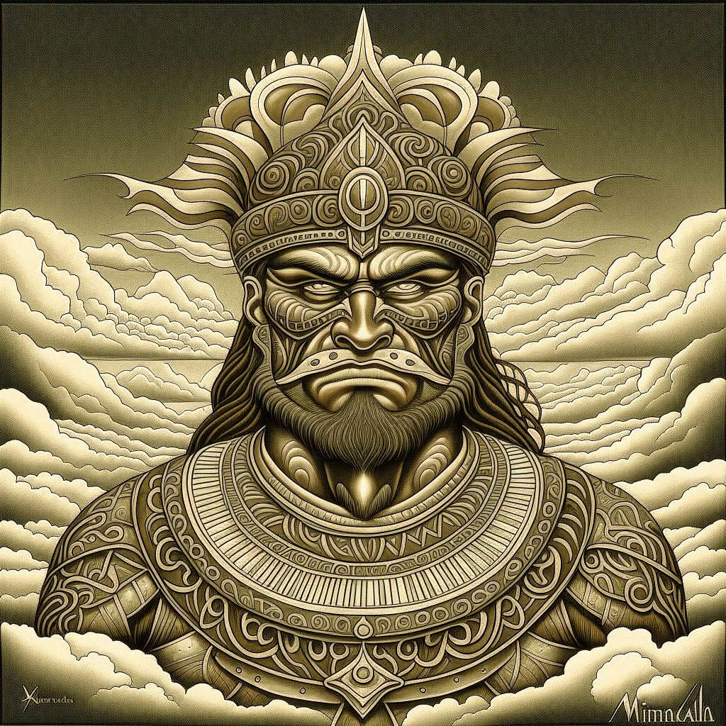 Māori god Whiro-te-tipua, fantastical rendering, by John Stephens