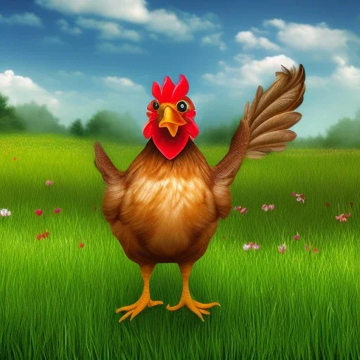 chicken full body field background