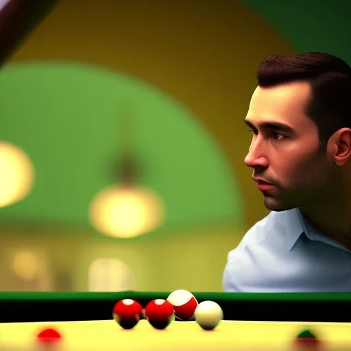 portrait of billiard player,in underground wonderland, rendered in the style of pixar