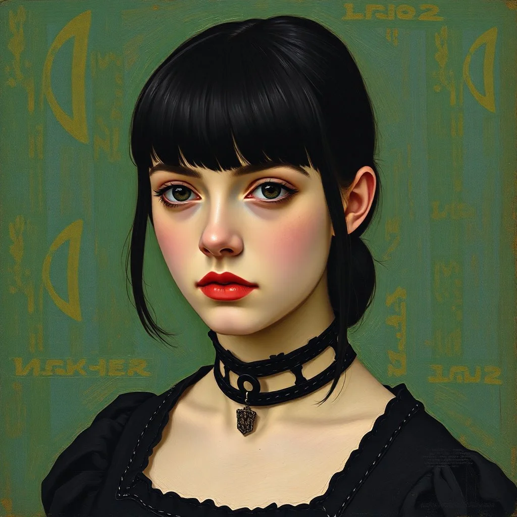 Wednesday addams, with bangs, in the style of claude monet