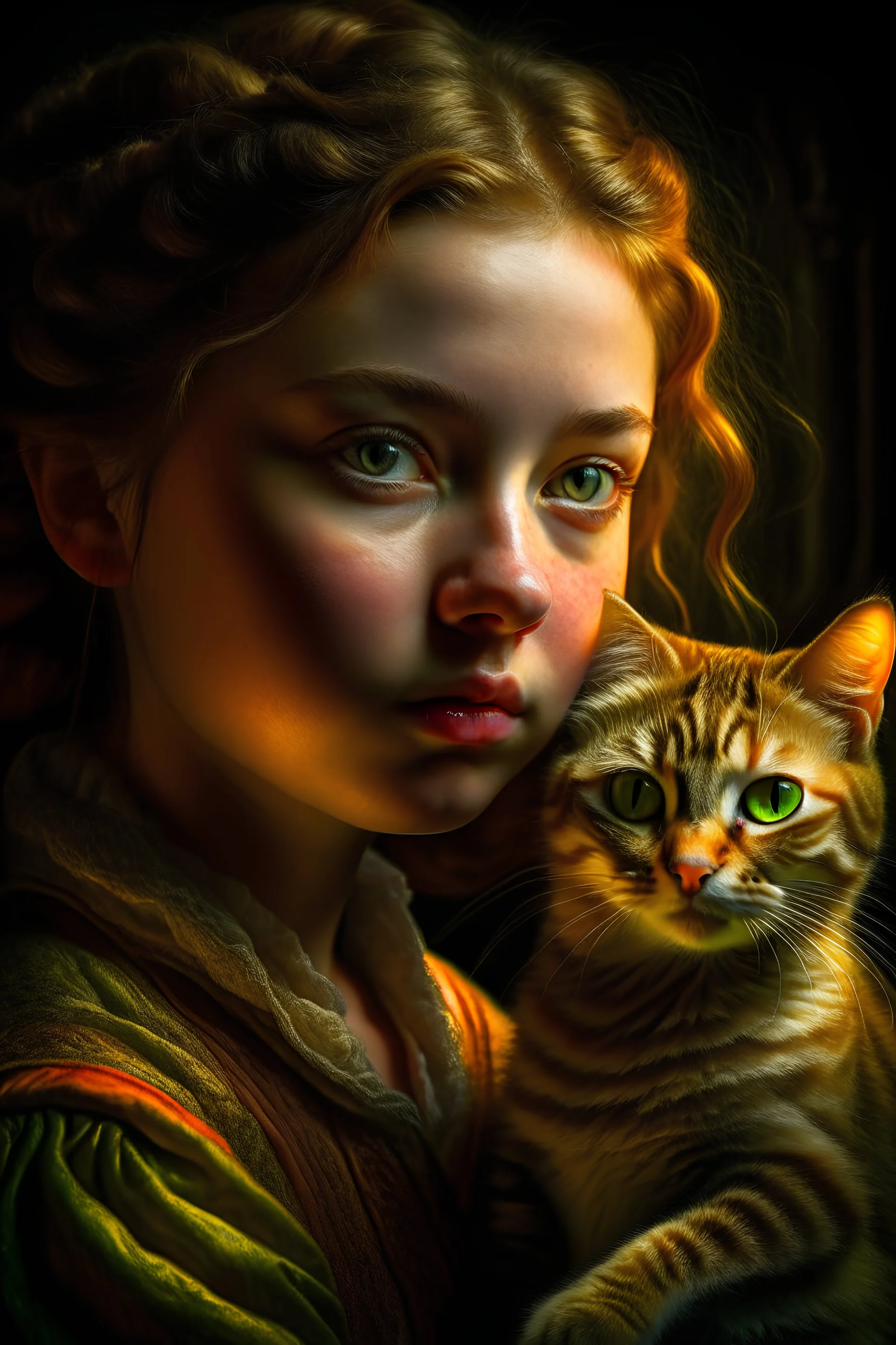 Porträt einer Katze von Van Goghlittle girl, perfect composition, beautiful detailed intricate insanely detailed octane render trending on artstation, 8 k artistic photography, photorealistic concept art, soft natural volumetric cinematic perfect light, chiaroscuro, award-winning photograph, masterpiece, oil on canvas, raphael, caravaggio, greg rutkowski, beeple, beksinsk