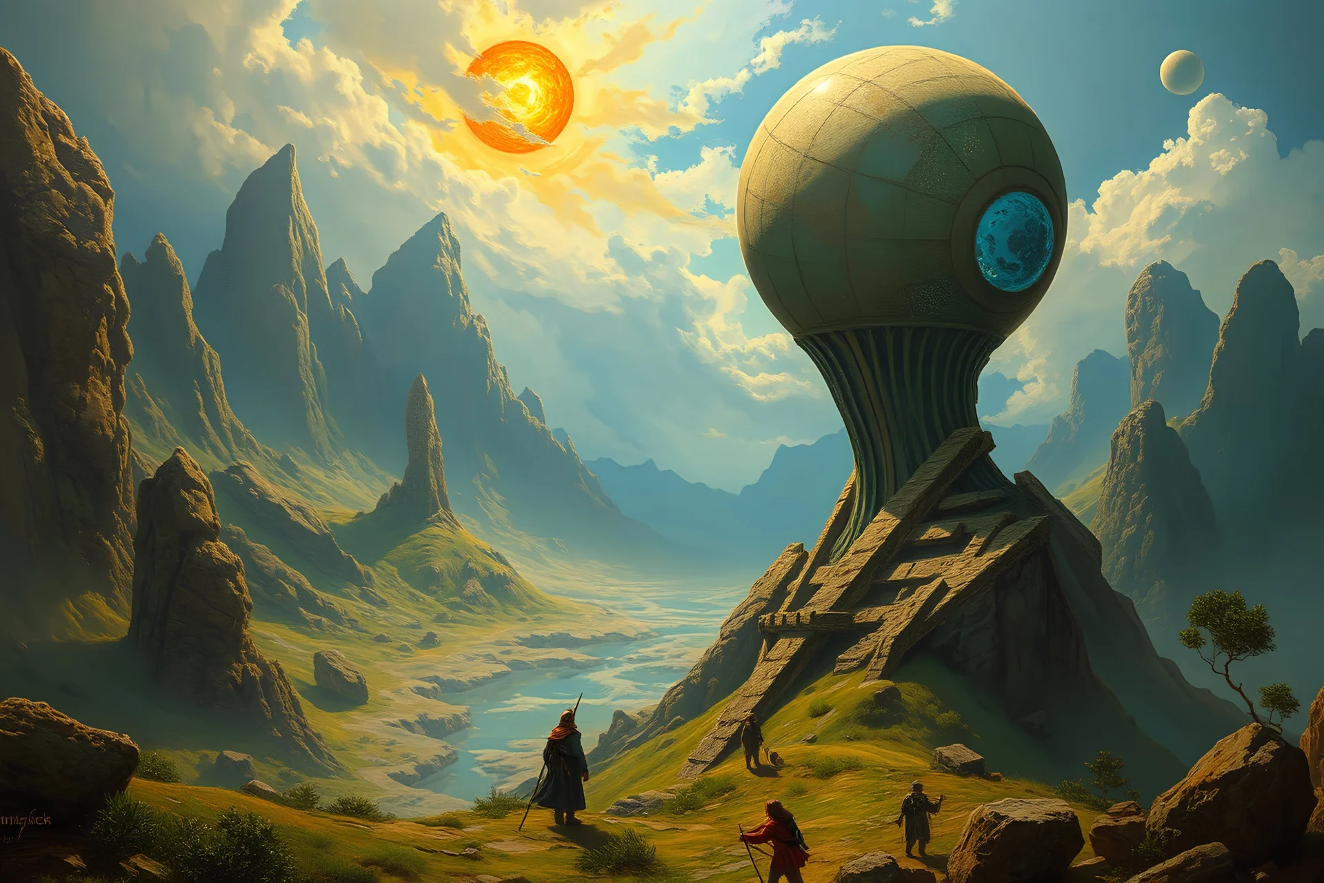 another civilization that had evolved differently than we did on earth,fantasy art painting