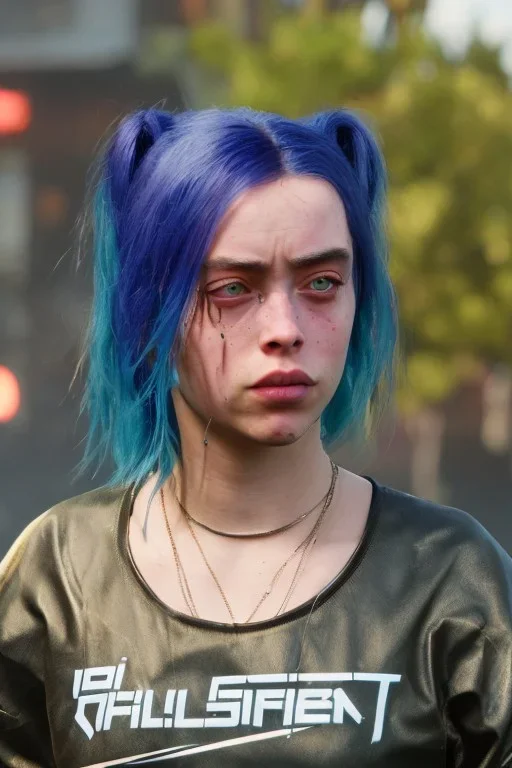 Billie Eilish, cyberpunk2077, booty, photorealistic