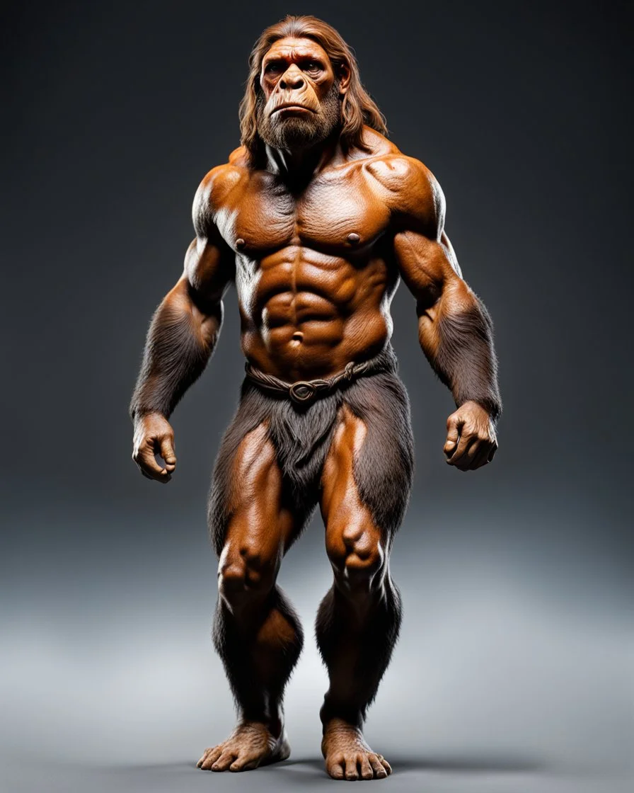 Full body del Hombre de Neandertal, calidad ultra, hiperdetallado, colores contrastantes