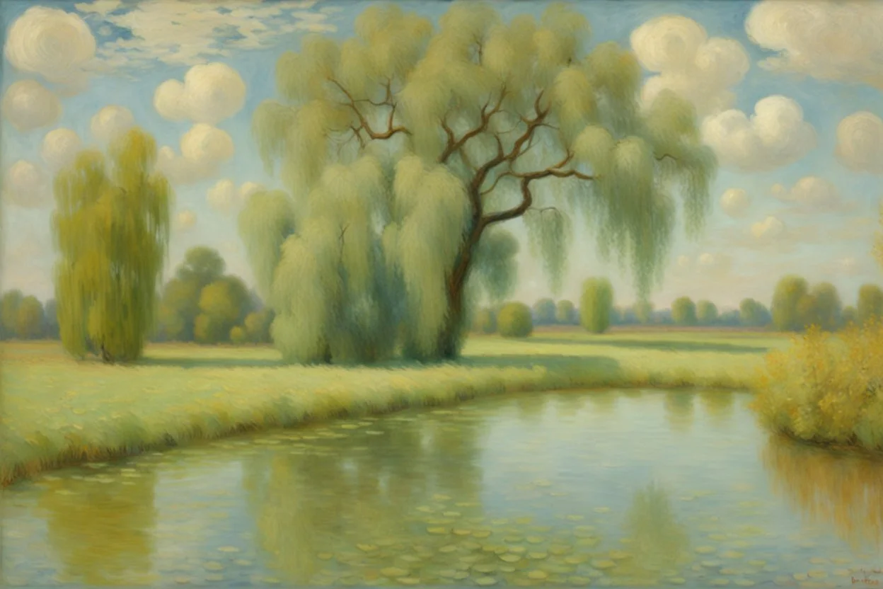 aquamarine, clouds, willow tree, claude monet, and emile claus impressionism paintings