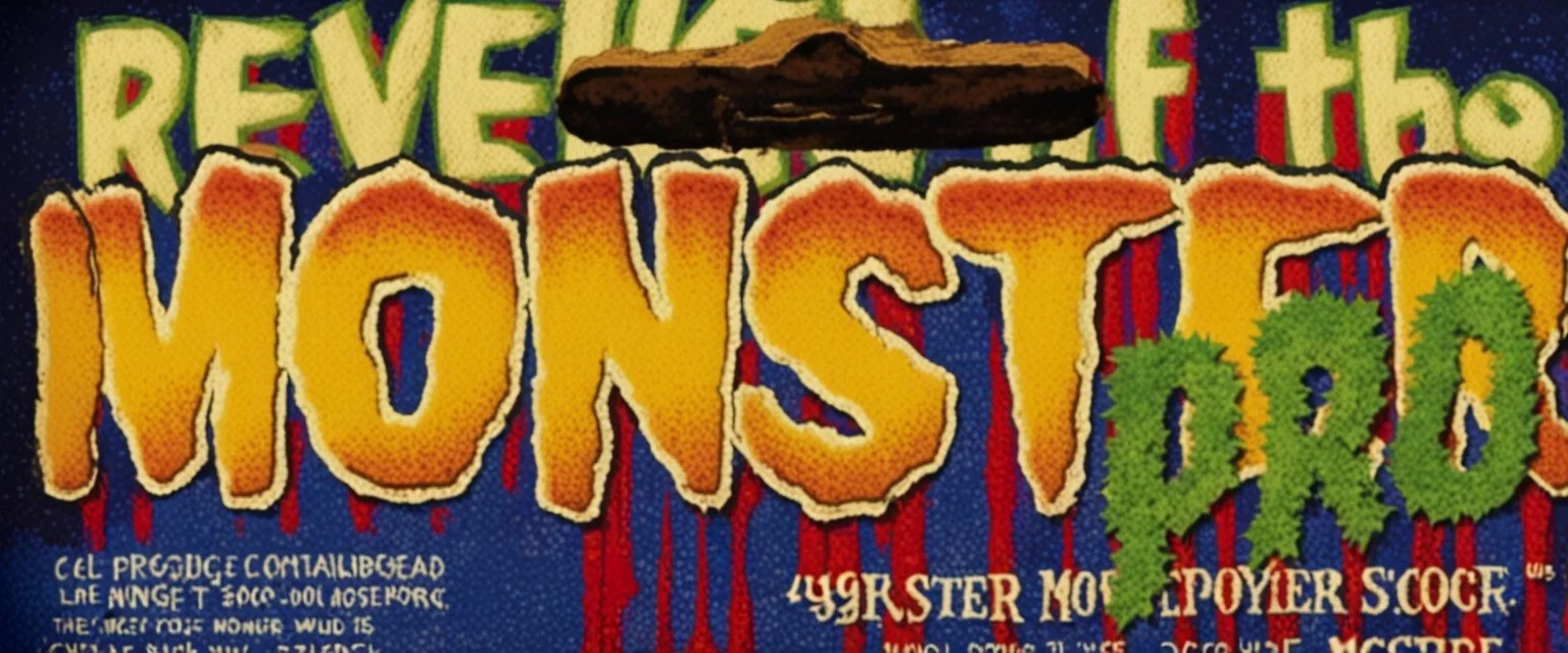 monster more angry and more 90s style, angry fast, extreme, wild, so so angry, red and purple background with 90s style slashes, 45 degree angle, ferce,