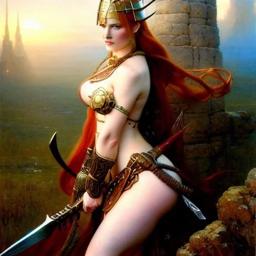 portrait 'beautiful Sexy busty Redhead Sif',Braids,horned helmet, celtic tattoed,painting by gaston bussiere, greg rutkowski, yoji shinkawa, yoshitaka amano, tsutomu nihei, donato giancola, tim hildebrandt, oil on canvas, cinematic composition, extreme detail,fit full head inside picture,32k