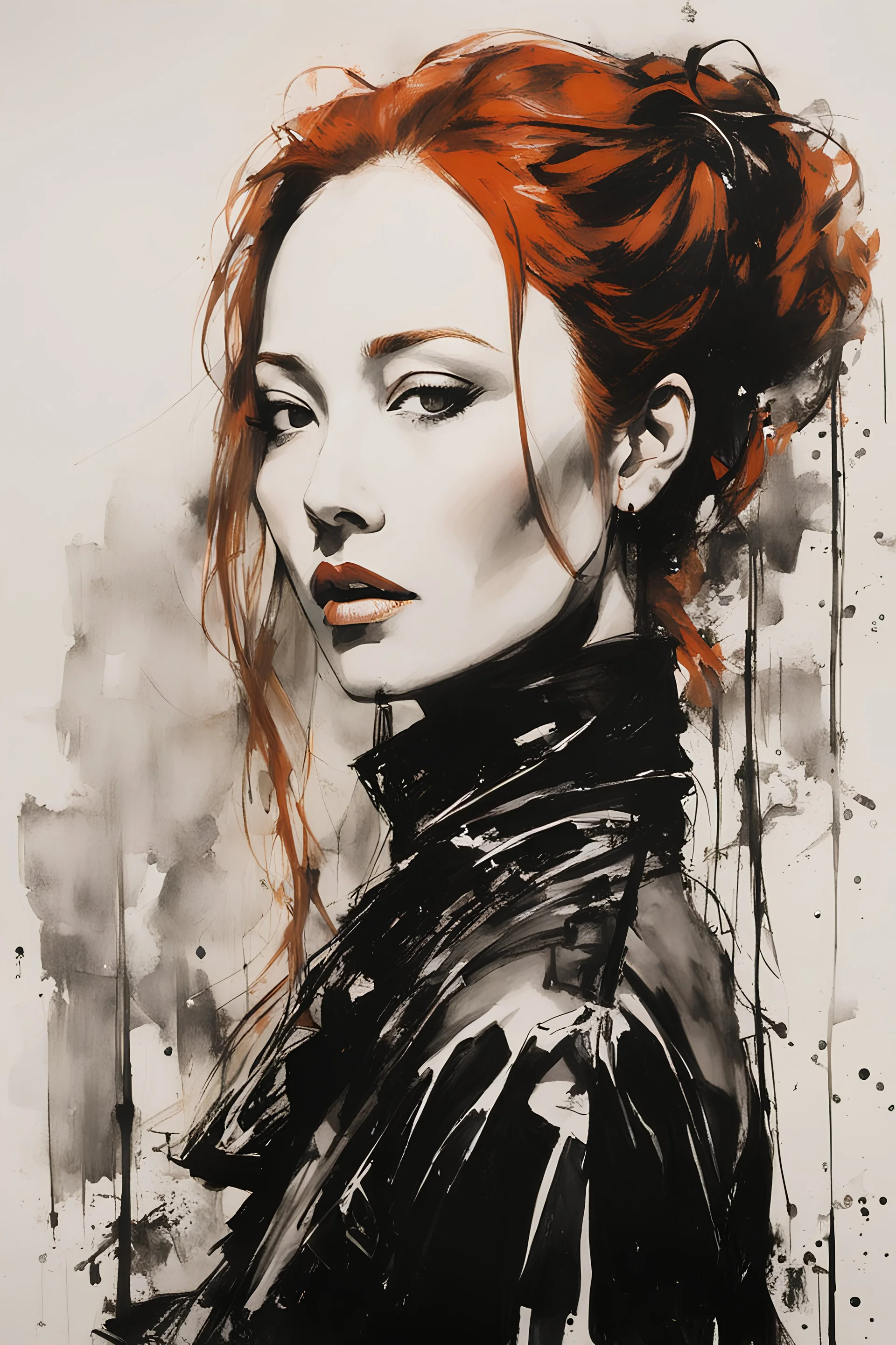 Tori Amos as a malevolent goth vampire girl , painting by Yoji Shinkawa,