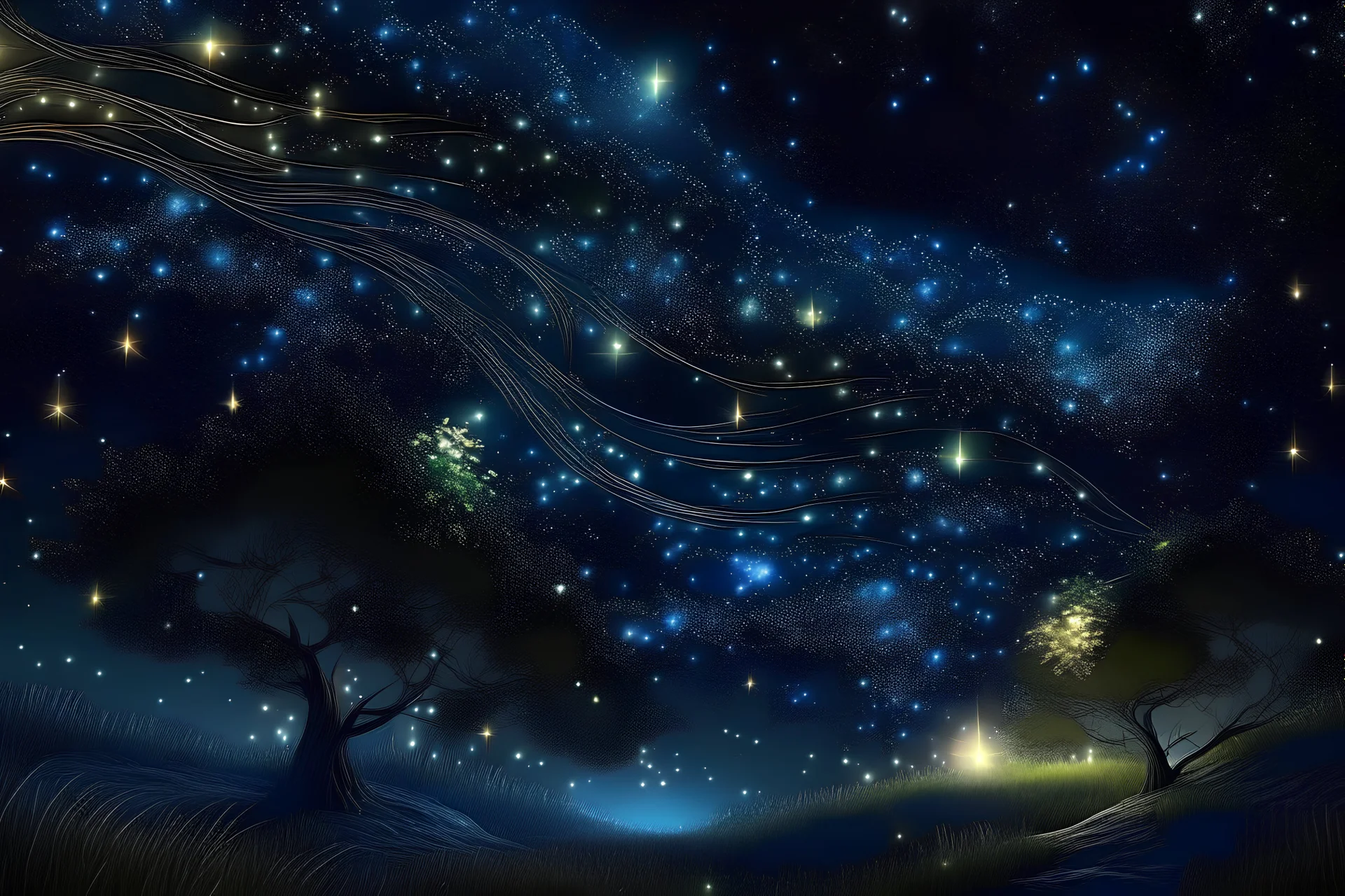 Stars wind majestic enchanted night