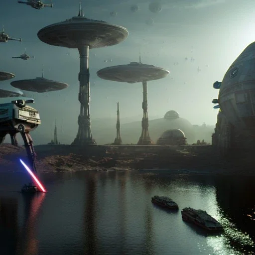 Star wars, İstanbul, alien invasion, robot attack, unreal engine 5, dramatic lighting, anime lut, hyper realistic, cinematic lighting