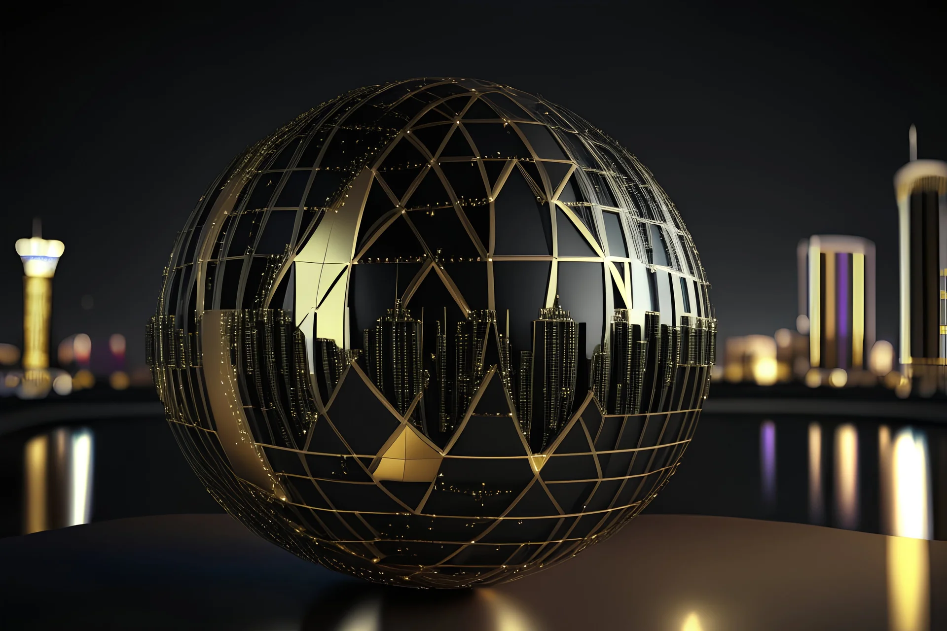 Las Vegas sphere, 3d render, detailed, cinematic, hd, serious, dark, interesting, unique