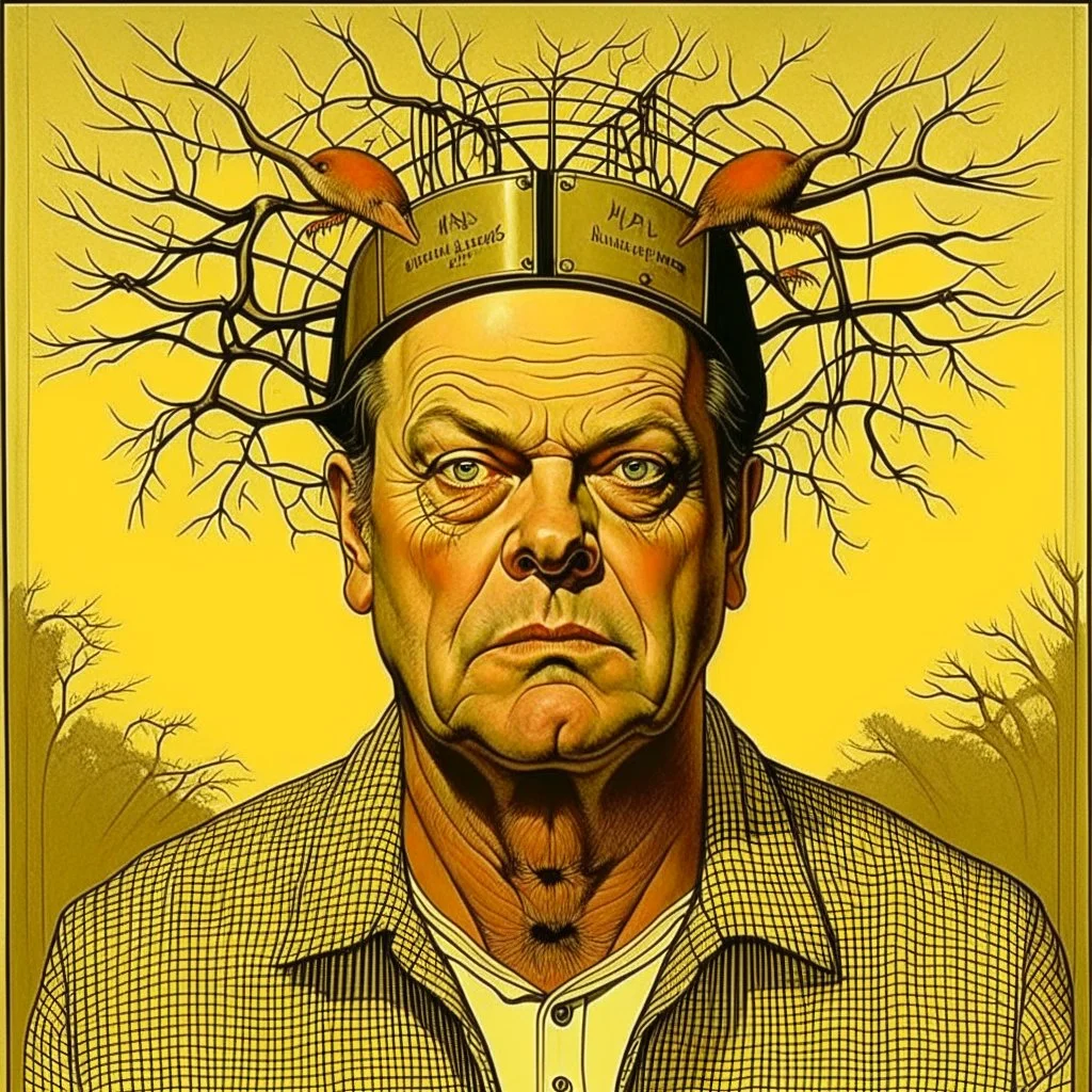 one flew over the cuckoo's nest, Jack Nicholson, neo surrealism, by Igor Morski, by Martin Wittfooth, splash art.