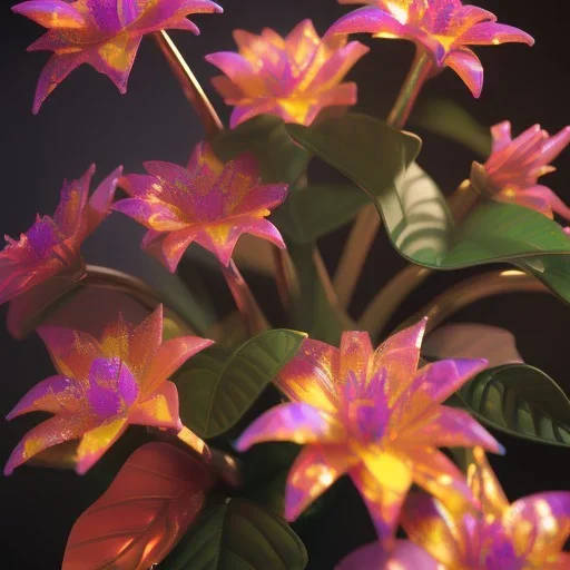 Exotic surreal living glass prism flowers by Chris Wood, sunbeams, intricate details, hyper realistic, 8K resolution, featured on behance