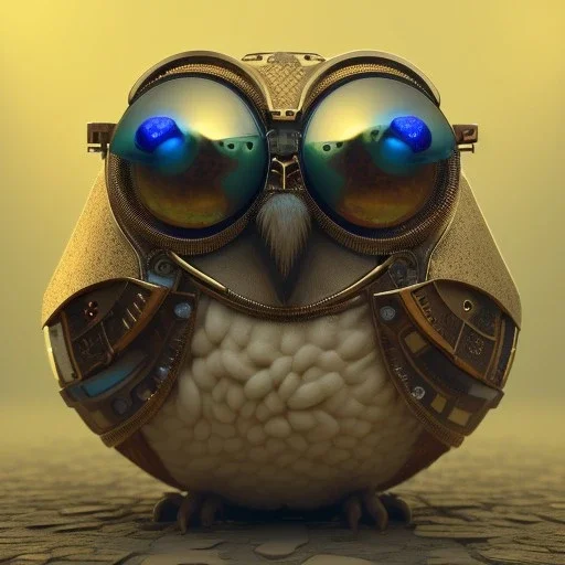 Steampunk Owl, tilt shift,miniature, extreme detail, Photorealism, macro lens 70mm, cinema4d, HDR, 8k, unreal engine 5