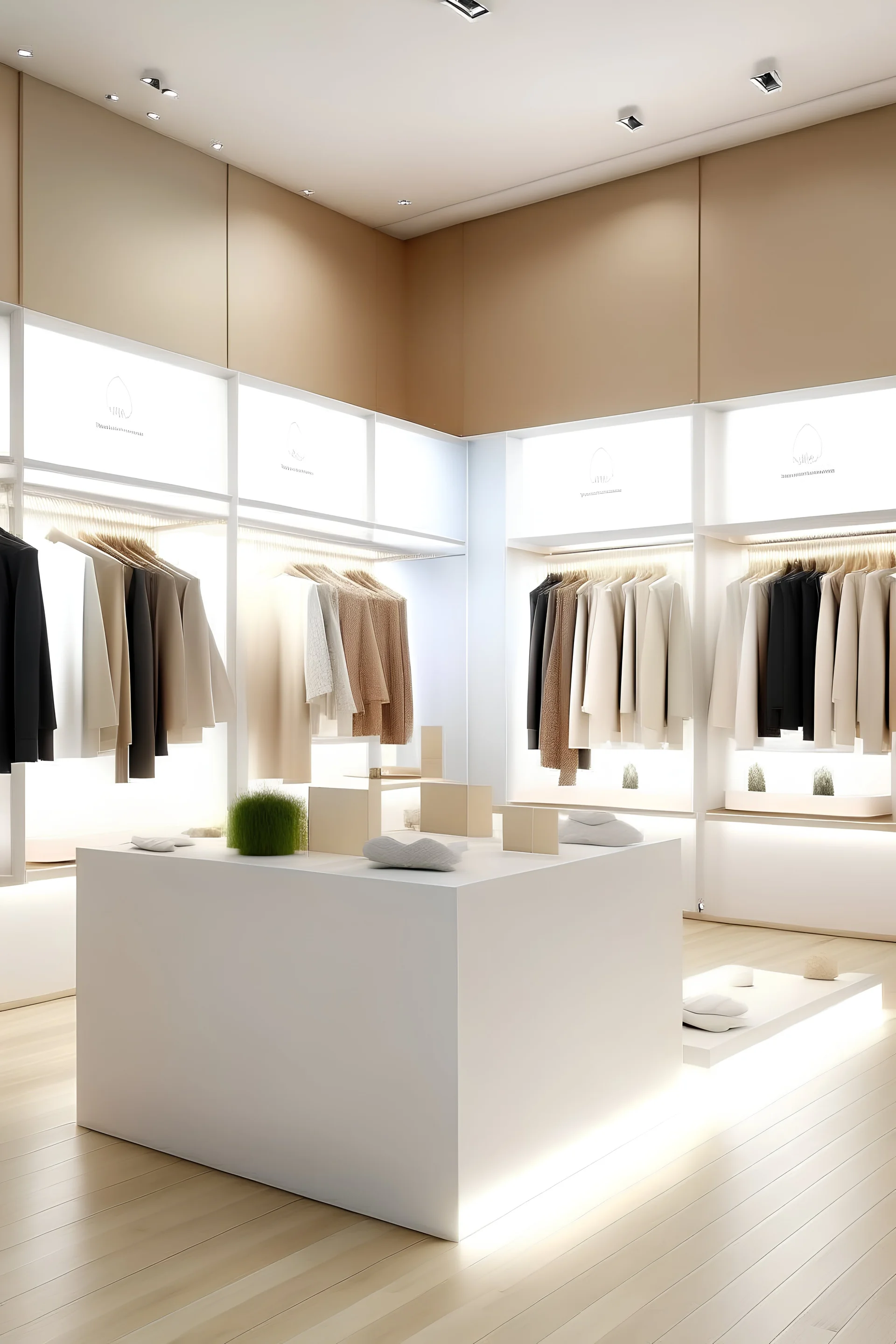 storedisplay for fashion retail with networks and clothes, add warmnes and happy feelings