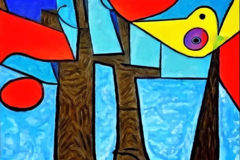  big tree in the sky abstract birds Picasso style