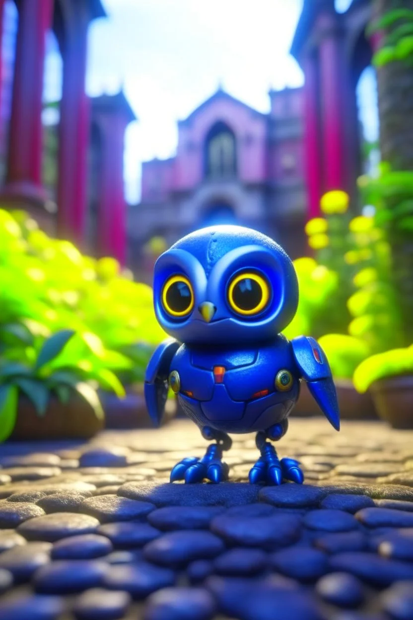 adorable cute chat priest robot with short punk hair and real human reflective eyes, blue fluffy birds in garden of st. Barbara cathedral, its such a perfect day, motion blur, smoke, 8k, downlight, soft light, depth of field, photorealism, trending on art station, lotsa detail