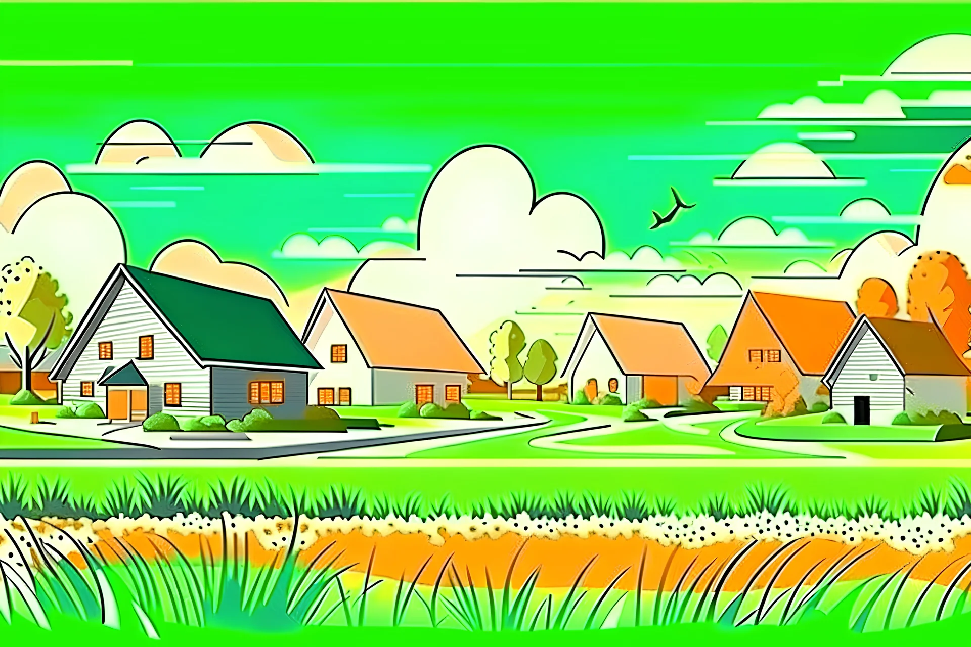 modern agrarian rural town in architecture style