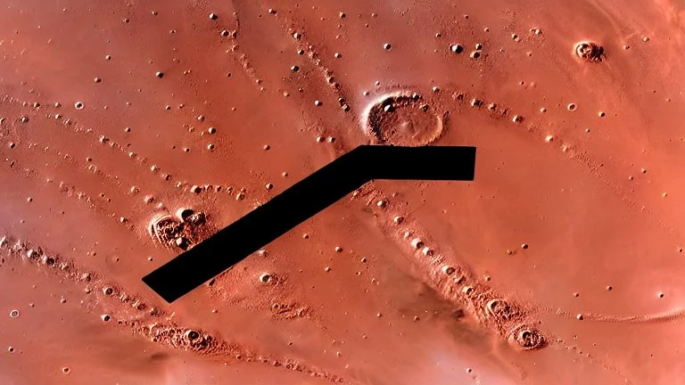 A Tesla semi-truck is parked, in the 'Cydonia' region, on planet Mars. CINEMATIC. WIDE ANGLE LENS.