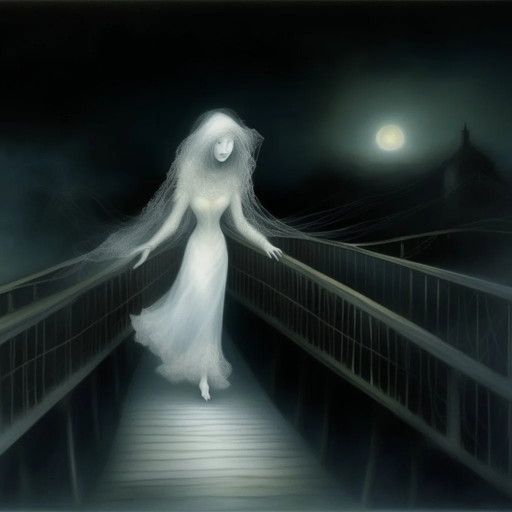 THE GHOST IS STILL DANCING AT NIGHT ON THE OLD COUNTRY BRIDGE. . Leonor Fini. Fiona Staples