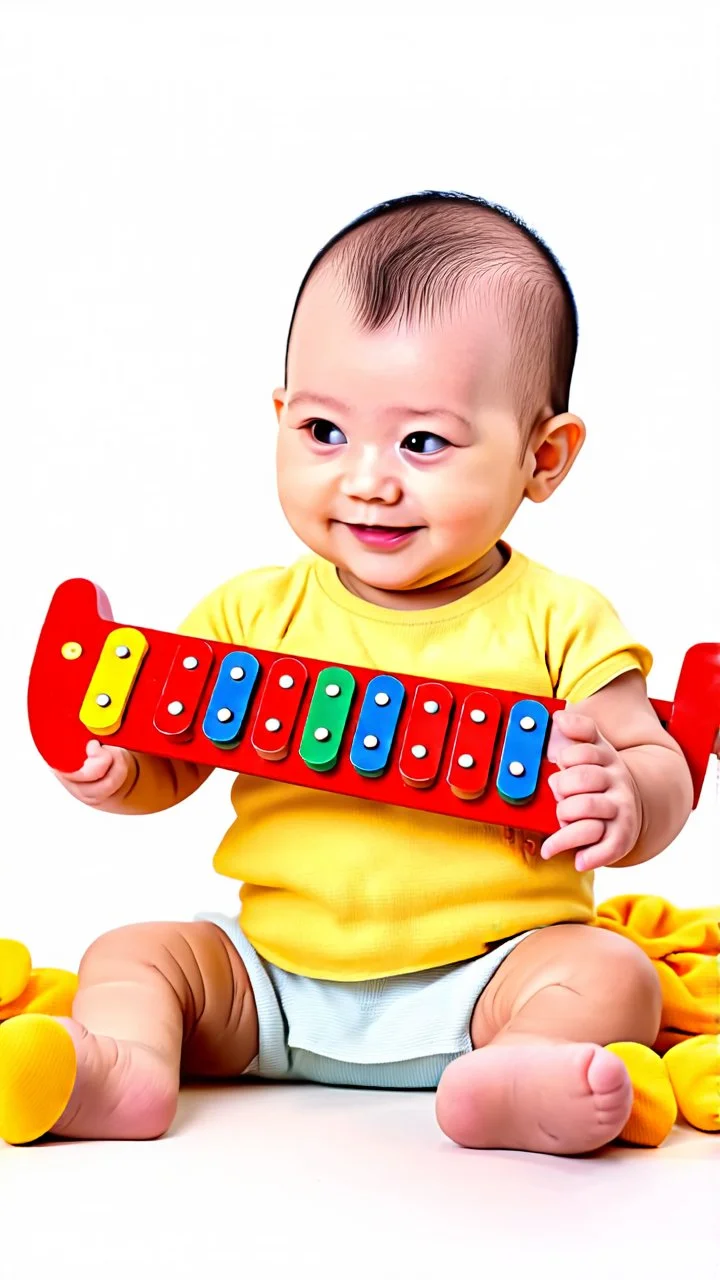 A baby with a xylophone for a back