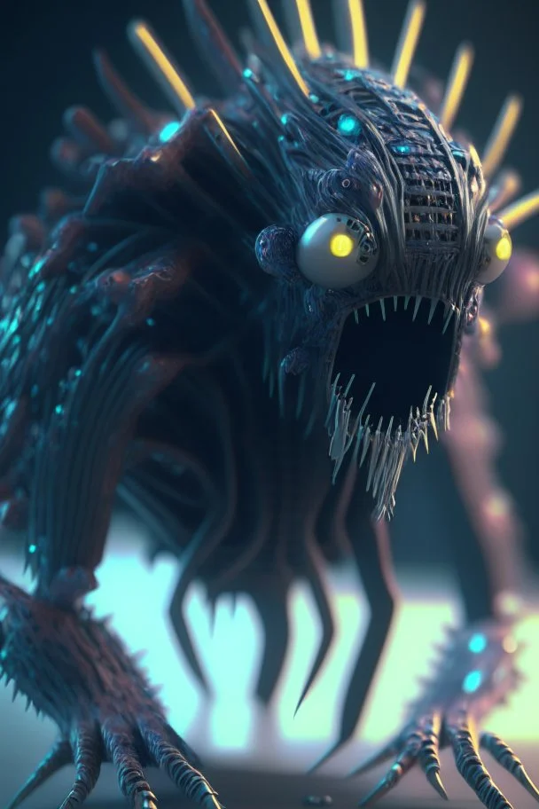 Supercomputer creature ,cinema 4d, octane render, high detail