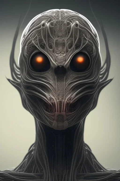 spider alien, head,8 eyes, evil, 8k, finely detailed, photo realistic, HR Giger style