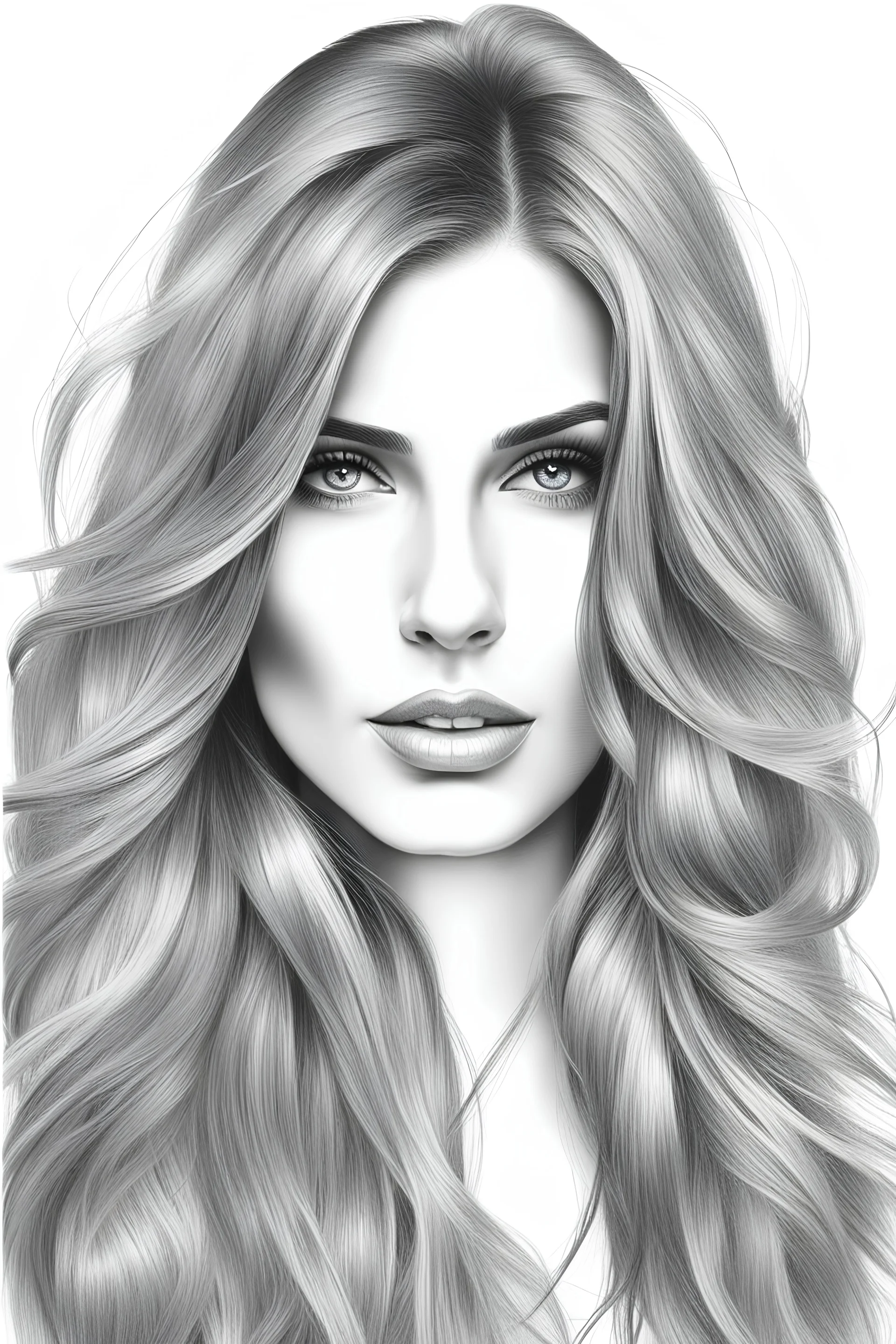 A beautiful Woman with very long Brown hair , realistic, photorealistic