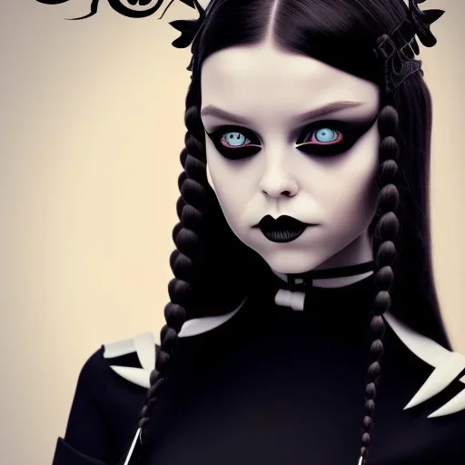 wednesday addams, wednesday addams hair, wednesday make up, wesnesday addams, gothic, black dress cinematic