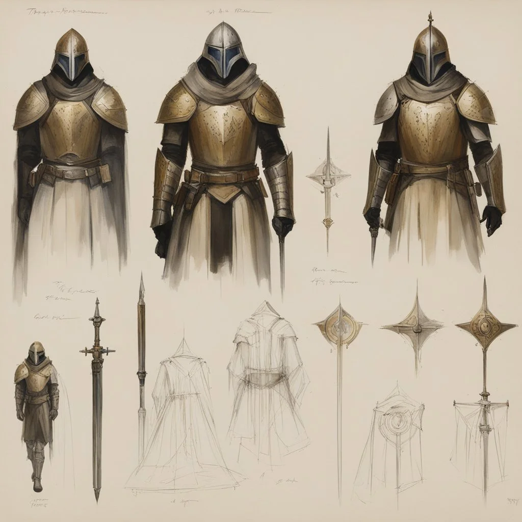 ConceptSheet by Guy Borremans: 'The Prince of War' - Mithril Armour Design for the Jedi in the enchanted forest