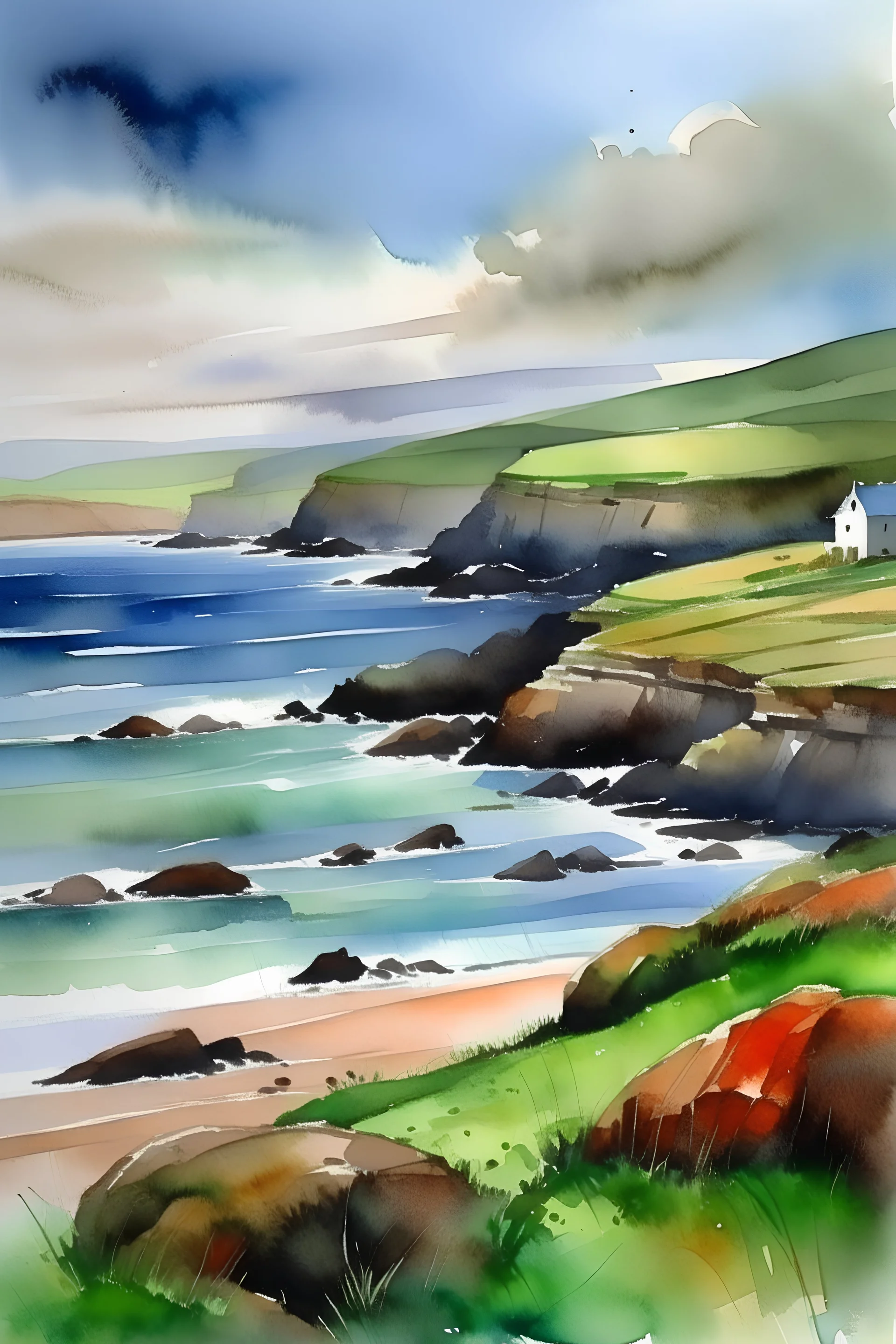 ireland coast watercolor