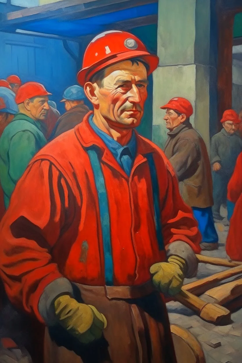 Worker soviet rights oil painting