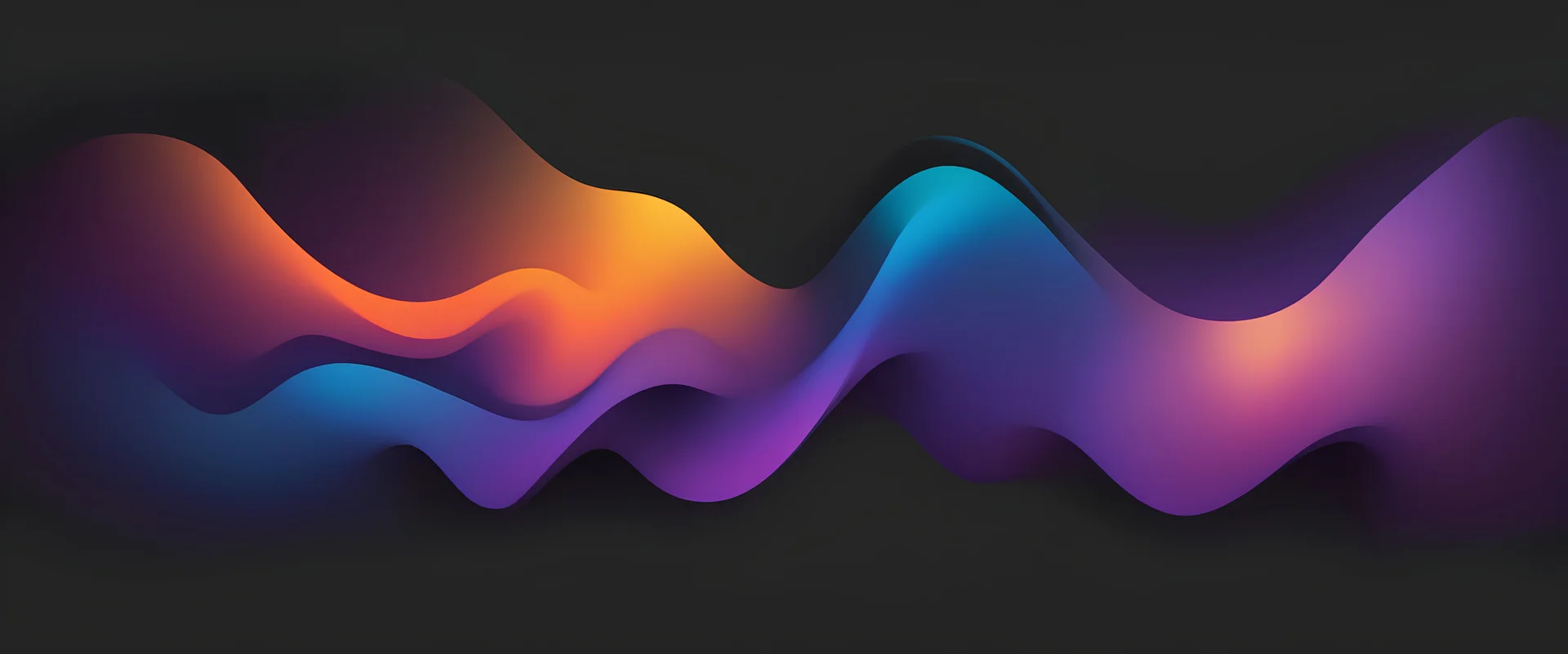 Vibrant color gradient on black background, abstract purple orange blue black banner, blurry colorful poster design