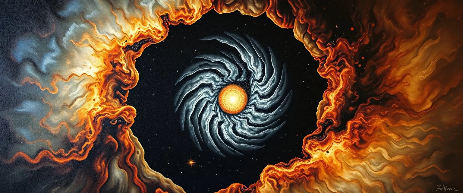 4th dimension ,awake within a dream, portrait of ascended yin yang cloth, master blaster, master oil painting by Rembrandt, escape route from our dimensions, hidden even to the demiurge, zebra worm hole