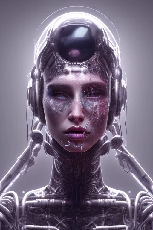 cyberpunk, glas head, women, portrai, open mouth, perfect skin, tron, cyborg , perfekt, real, dream, hr giger