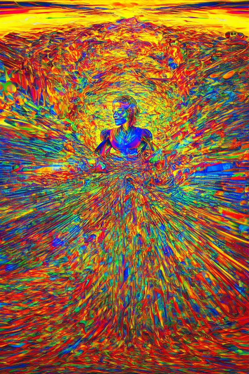 The day out of time; surrealistic optical art; vivid palette