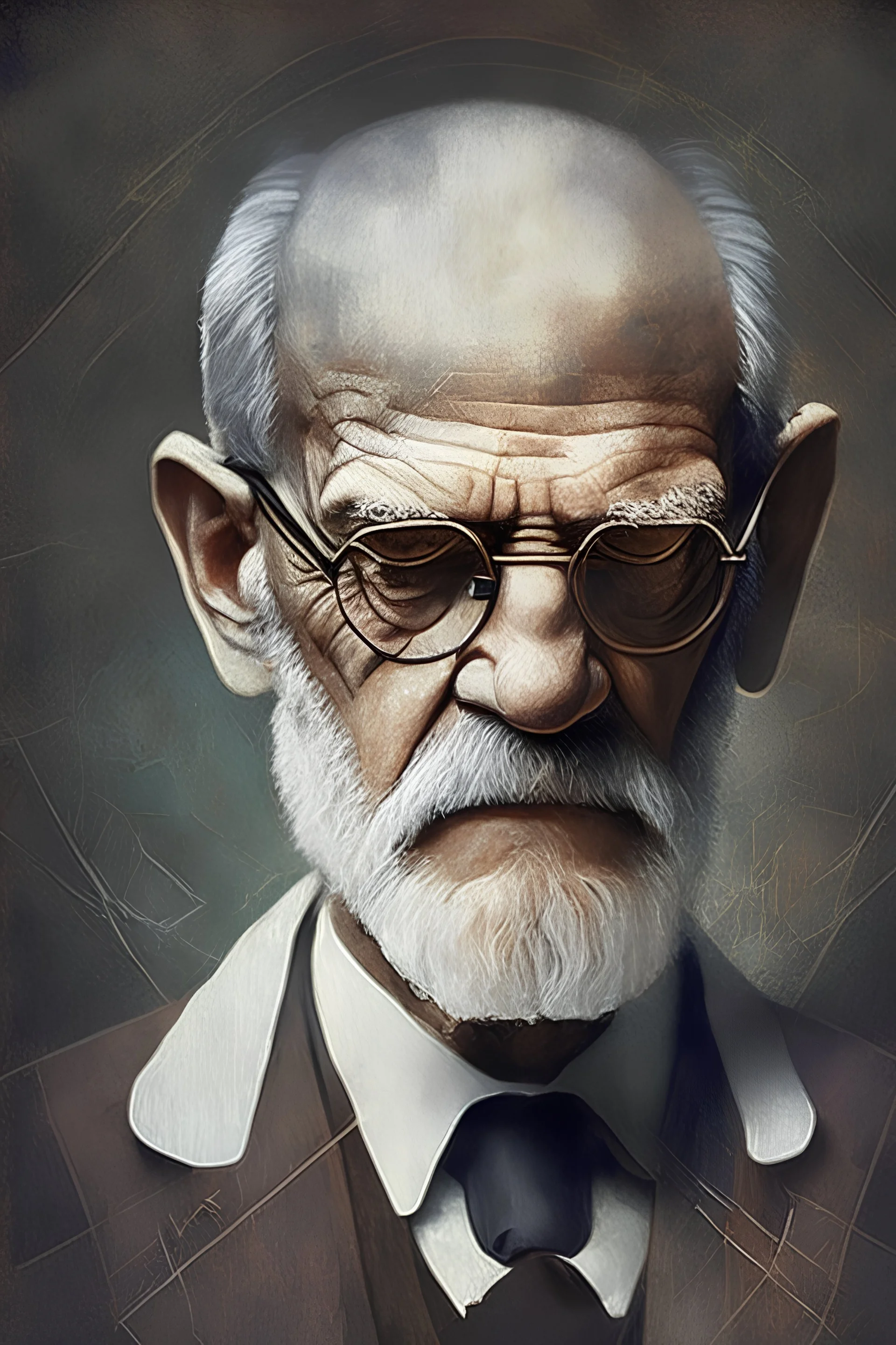 Portrait of Sigmund Freud like star wars scientist